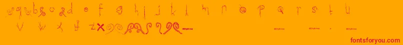 フォントMorphina – オレンジの背景に赤い文字