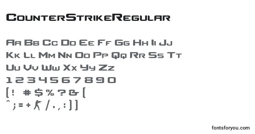 Schriftart CounterStrikeRegular – Alphabet, Zahlen, spezielle Symbole