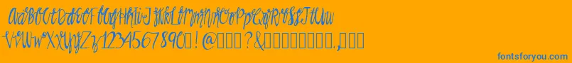 Rainman-Schriftart – Blaue Schriften auf orangefarbenem Hintergrund