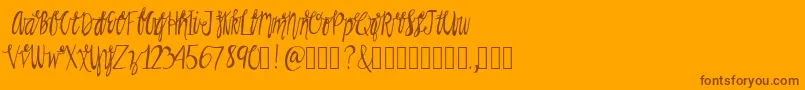 Rainman-Schriftart – Braune Schriften auf orangefarbenem Hintergrund