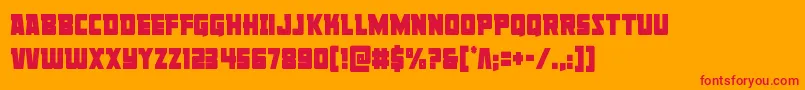 Libertylegioncond-Schriftart – Rote Schriften auf orangefarbenem Hintergrund
