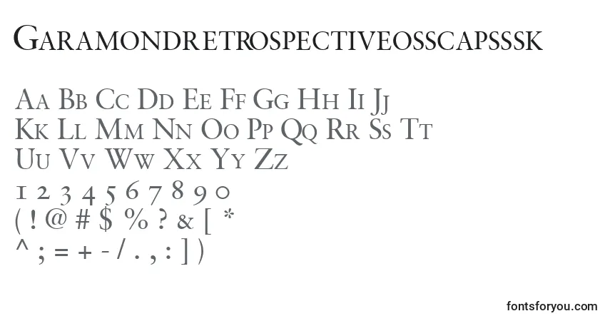 A fonte Garamondretrospectiveosscapsssk – alfabeto, números, caracteres especiais