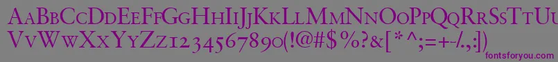 Garamondretrospectiveosscapsssk-Schriftart – Violette Schriften auf grauem Hintergrund