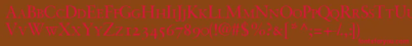 フォントGaramondretrospectiveosscapsssk – 赤い文字が茶色の背景にあります。