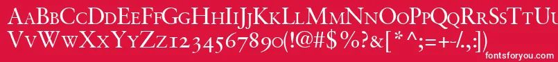 フォントGaramondretrospectiveosscapsssk – 赤い背景に白い文字