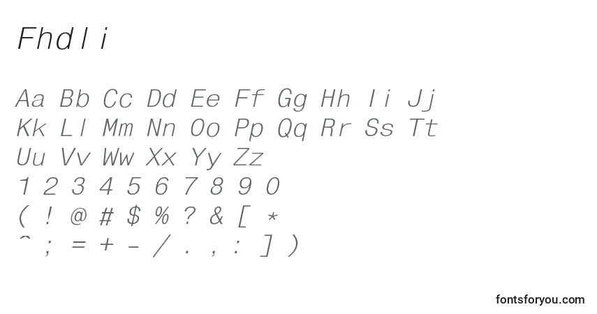 Czcionka Fhdli – alfabet, cyfry, specjalne znaki
