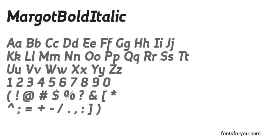 MargotBoldItalic-fontti – aakkoset, numerot, erikoismerkit