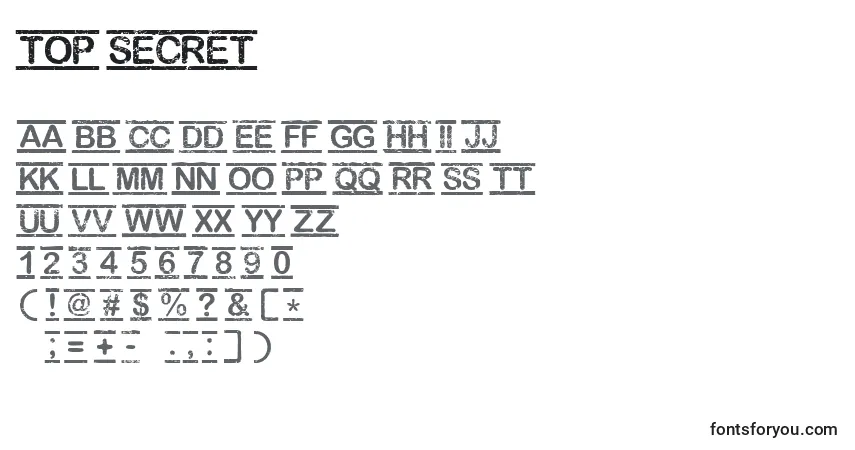 Czcionka Top Secret  (115371) – alfabet, cyfry, specjalne znaki