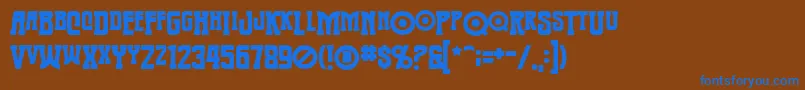 Warmonger Font – Blue Fonts on Brown Background
