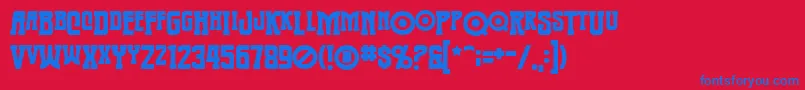 Warmonger Font – Blue Fonts on Red Background
