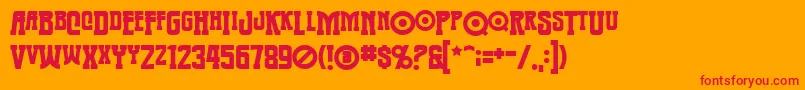 フォントWarmonger – オレンジの背景に赤い文字