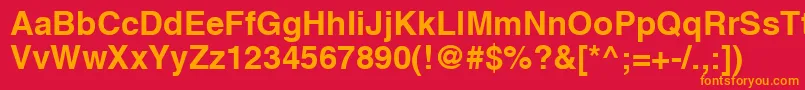 フォントHelveticaLtBold – 赤い背景にオレンジの文字