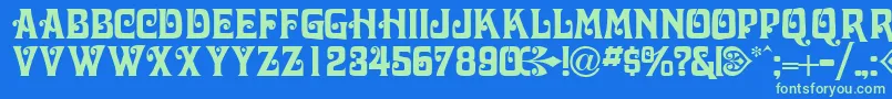 VolutecapssskRegular Font – Green Fonts on Blue Background