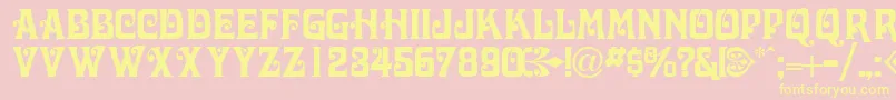 Шрифт VolutecapssskRegular – жёлтые шрифты на розовом фоне