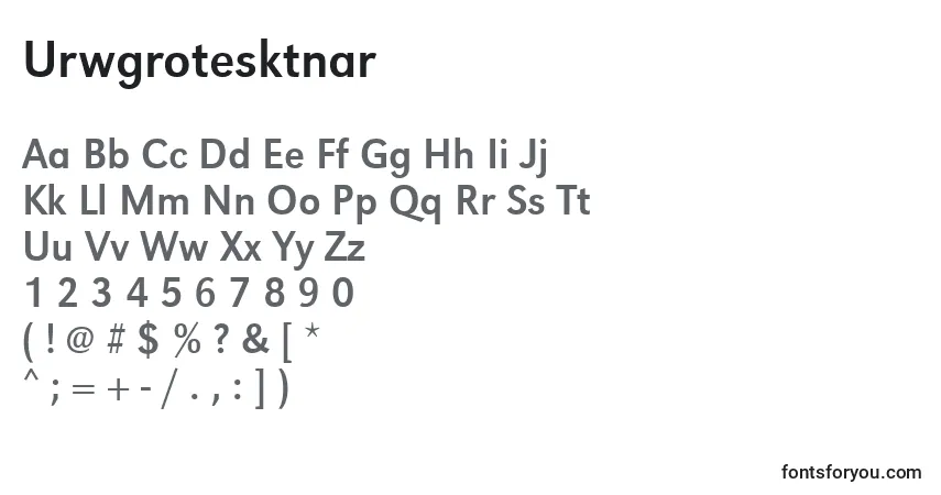 Czcionka Urwgrotesktnar – alfabet, cyfry, specjalne znaki