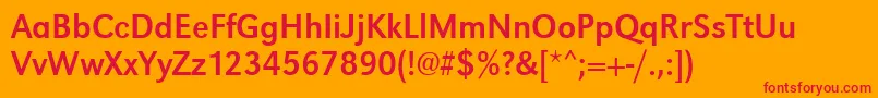 Fonte Urwgrotesktnar – fontes vermelhas em um fundo laranja