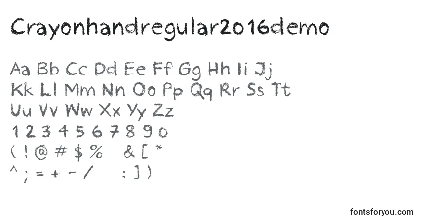 Fuente Crayonhandregular2016demo - alfabeto, números, caracteres especiales