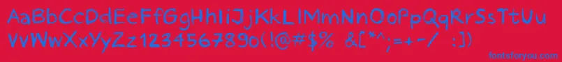 Crayonhandregular2016demo-Schriftart – Blaue Schriften auf rotem Hintergrund