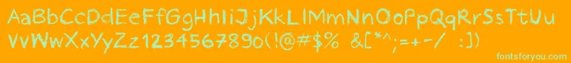 Crayonhandregular2016demo-Schriftart – Grüne Schriften auf orangefarbenem Hintergrund
