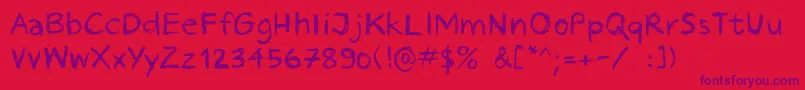 Czcionka Crayonhandregular2016demo – fioletowe czcionki na czerwonym tle