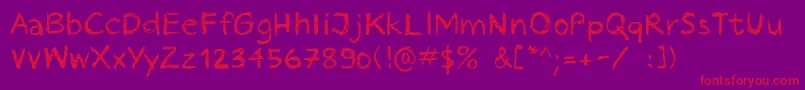 Saiba mais sobre a fonte Crayonhandregular2016demo Fonte Crayonhandregular2016demo – fontes vermelhas em um fundo violeta