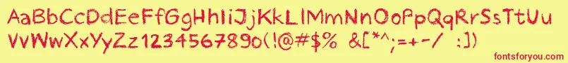 Crayonhandregular2016demo Font – Red Fonts on Yellow Background