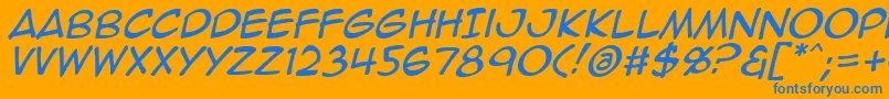 Animeace2Ital Font – Blue Fonts on Orange Background