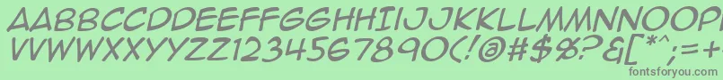 フォントAnimeace2Ital – 緑の背景に灰色の文字