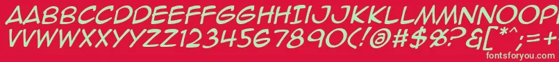 Animeace2Ital Font – Green Fonts on Red Background