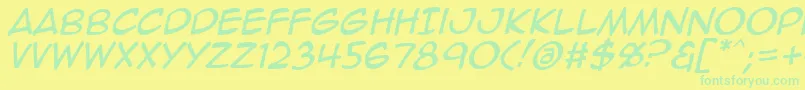 Animeace2Ital Font – Green Fonts on Yellow Background
