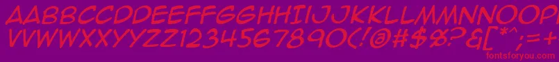 Animeace2Ital Font – Red Fonts on Purple Background