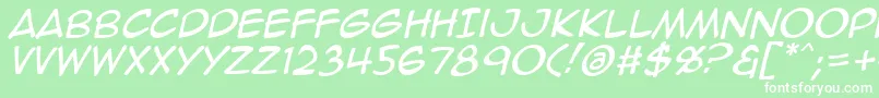 Animeace2Ital Font – White Fonts on Green Background