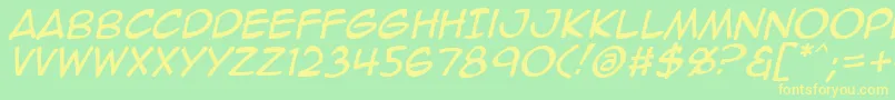 Animeace2Ital Font – Yellow Fonts on Green Background