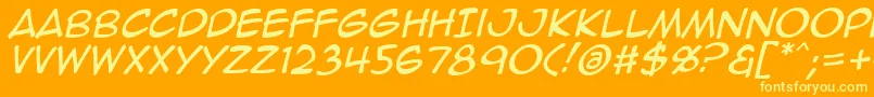 Шрифт Animeace2Ital – жёлтые шрифты на оранжевом фоне