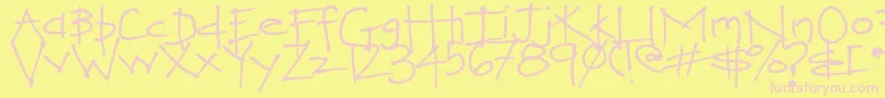 LoveYouHeaps-fontti – vaaleanpunaiset fontit keltaisella taustalla