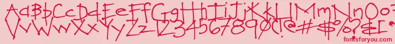 フォントLoveYouHeaps – ピンクの背景に赤い文字