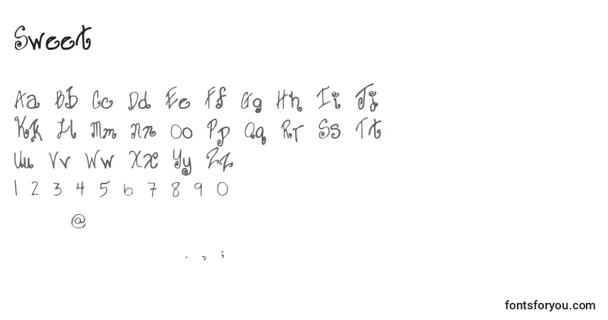 Czcionka Sweet – alfabet, cyfry, specjalne znaki