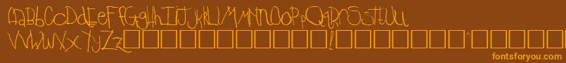 Temple-Schriftart – Orangefarbene Schriften auf braunem Hintergrund