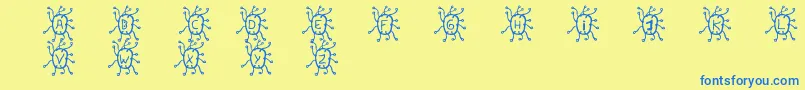 フォントVirus – 青い文字が黄色の背景にあります。