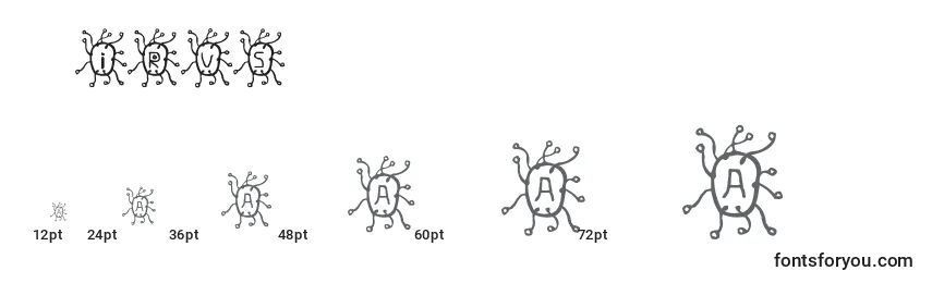 Größen der Schriftart Virus