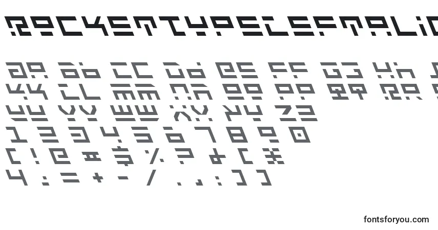 Schriftart RocketTypeLeftalic – Alphabet, Zahlen, spezielle Symbole