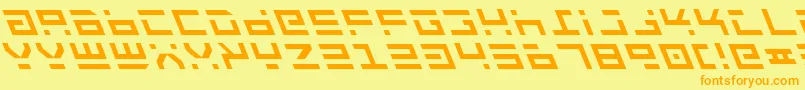 フォントRocketTypeLeftalic – オレンジの文字が黄色の背景にあります。