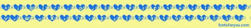 Police Heart Font – polices bleues sur fond jaune