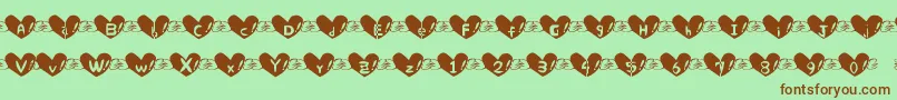 Heart Font Font – Brown Fonts on Green Background
