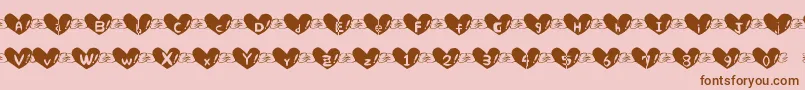 Fonte Heart Font – fontes marrons em um fundo rosa