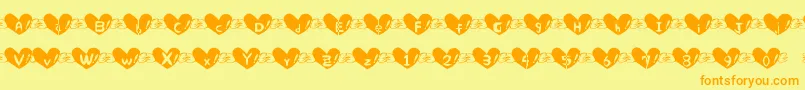 Heart Font Font – Orange Fonts on Yellow Background