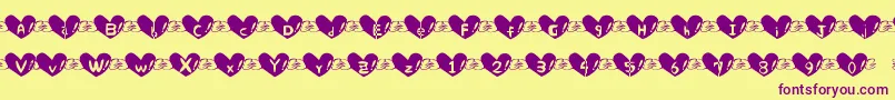 Fonte Heart Font – fontes roxas em um fundo amarelo