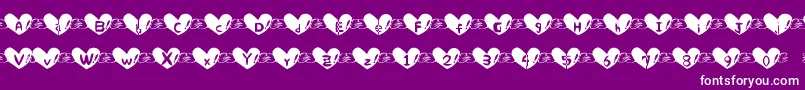 Fonte Heart Font – fontes brancas em um fundo violeta