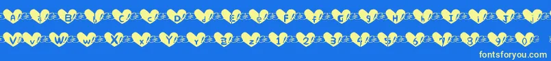 Fonte Heart Font – fontes amarelas em um fundo azul