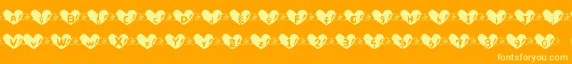 Heart Font Font – Yellow Fonts on Orange Background